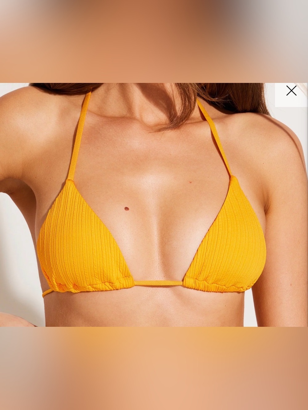 Vitamin A Sunflower Pucker Rib Gia Triangle Top NWOT
